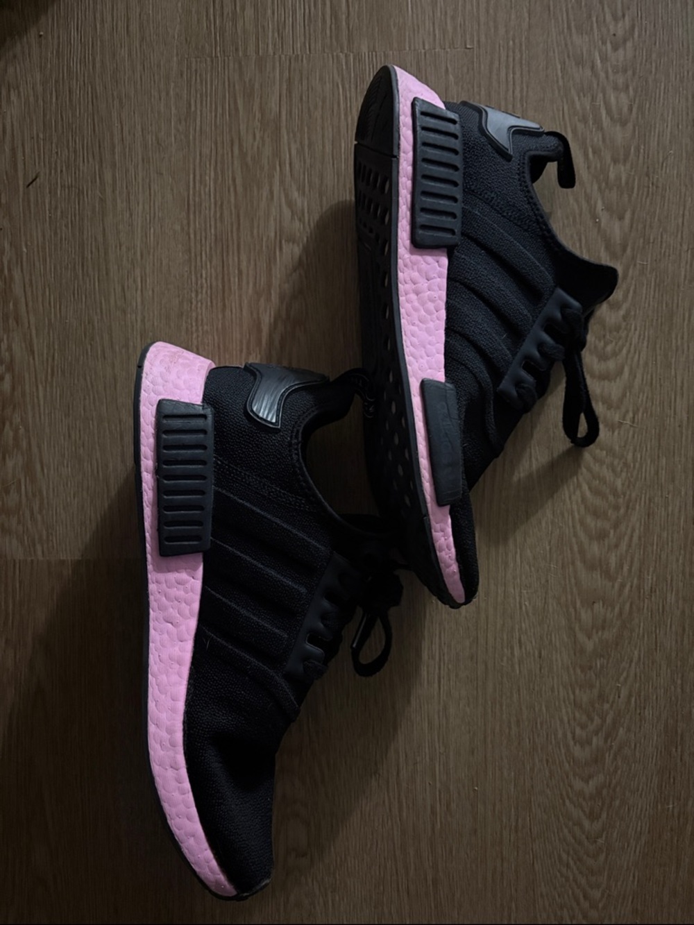 adidas Black Sneakers with Pink Midsole Stripe